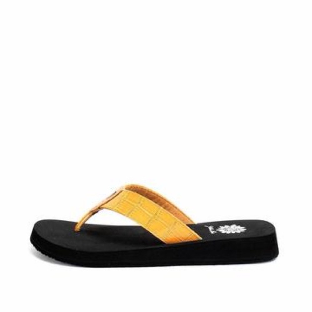 Yellow Box Black Foam Flip Flop with Yellow Woven Strap